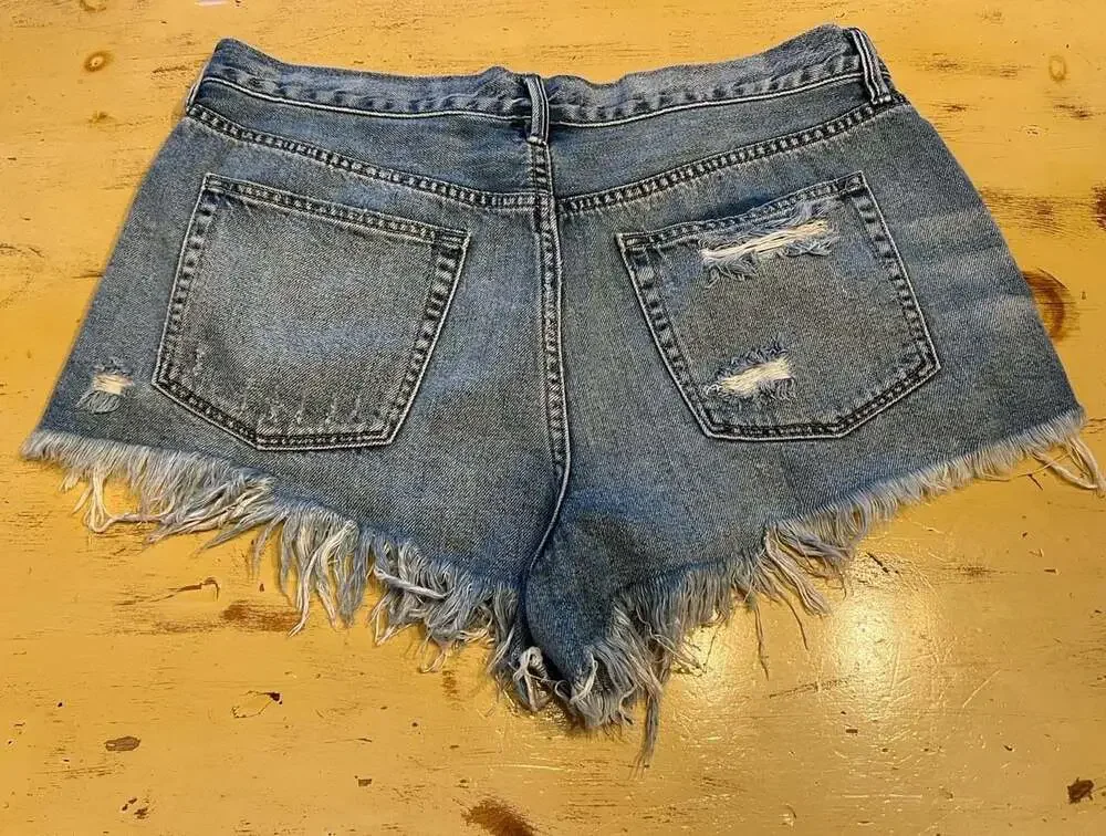We The Free by Free People Distressed High-Rise Cut-Off Denim Shorts - Picture 3 of 3